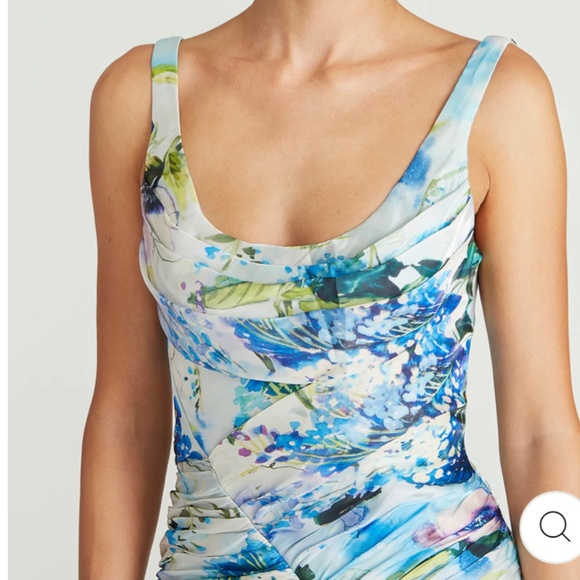 NWT Theia Couture MINA DRAPED LIQUID GOWN Satin Designer Floral Gown Sz 2 - Picture 5 of 6